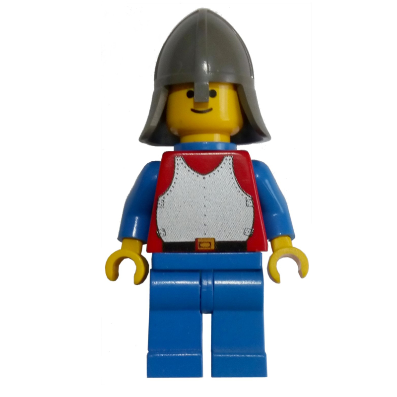 LEGO Knight (Breastplate on Red) - Blue Legs, Dark Gray Neck-Protector, Plastic Cape (fig-000300)
