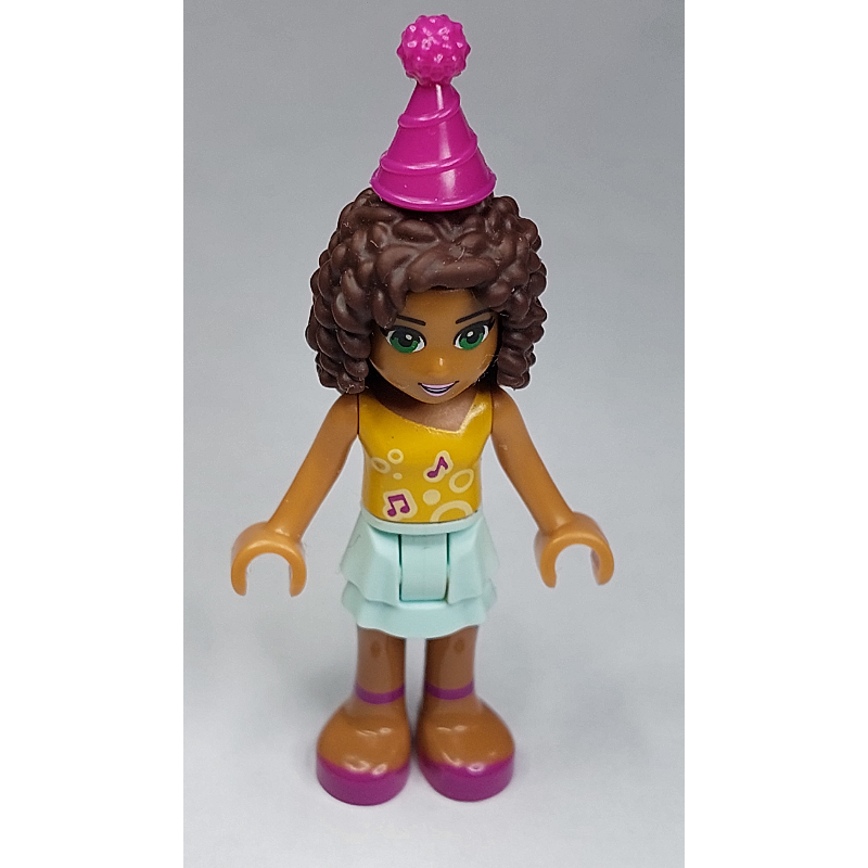 LEGO Andrea - Bright Light Orange Top, Light Aqua Skirt, Magenta Party Hat (fig-000302)