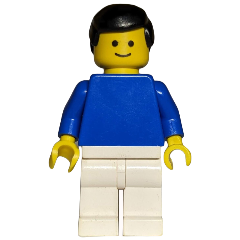 LEGO Man - Blue Torso, White Legs, Black Hair (fig-000319)