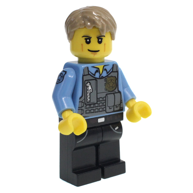LEGO Chase McCain, Dark Bluish Gray Vest with Radio, Badge and Pouches over Medium Blue Shirt, Black Legs (fig-000324)