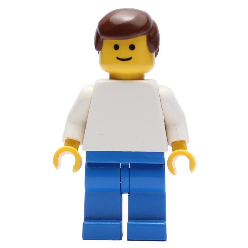 LEGO Soccer Player White Torso, Blue Legs, Brown Hair, Standard Face (fig-000326)