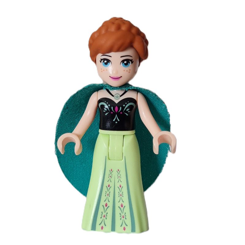LEGO Anna - Black Vest, Yellowish Green Dress, Dark Turquoise Cape (fig-000350)