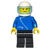Man, Blue Jacket with Zipper, Black Legs, White Helmet with Visor