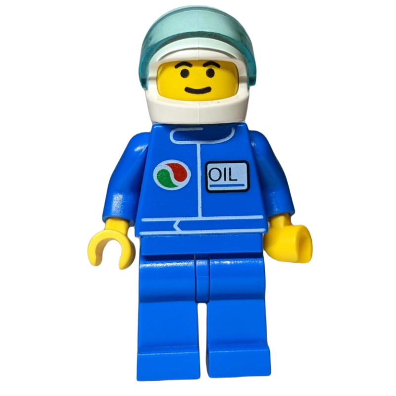 LEGO Racer, Blue Jacket with Octan Logo, Blue Legs, White Helmet with Visor (fig-000353)