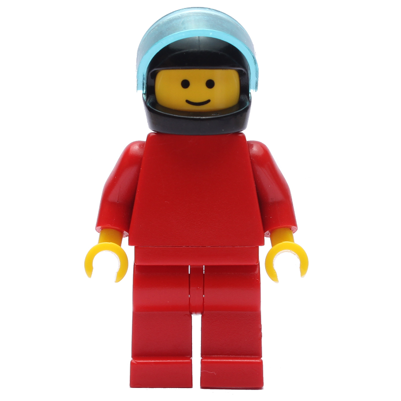 LEGO Man, Plain Red, Black Helmet with Visor (fig-000354)
