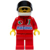 Racer, Red Jacket with Octan Logo and 'RACING', Red Legs, White Helmet with Black Visor, Sunglasses