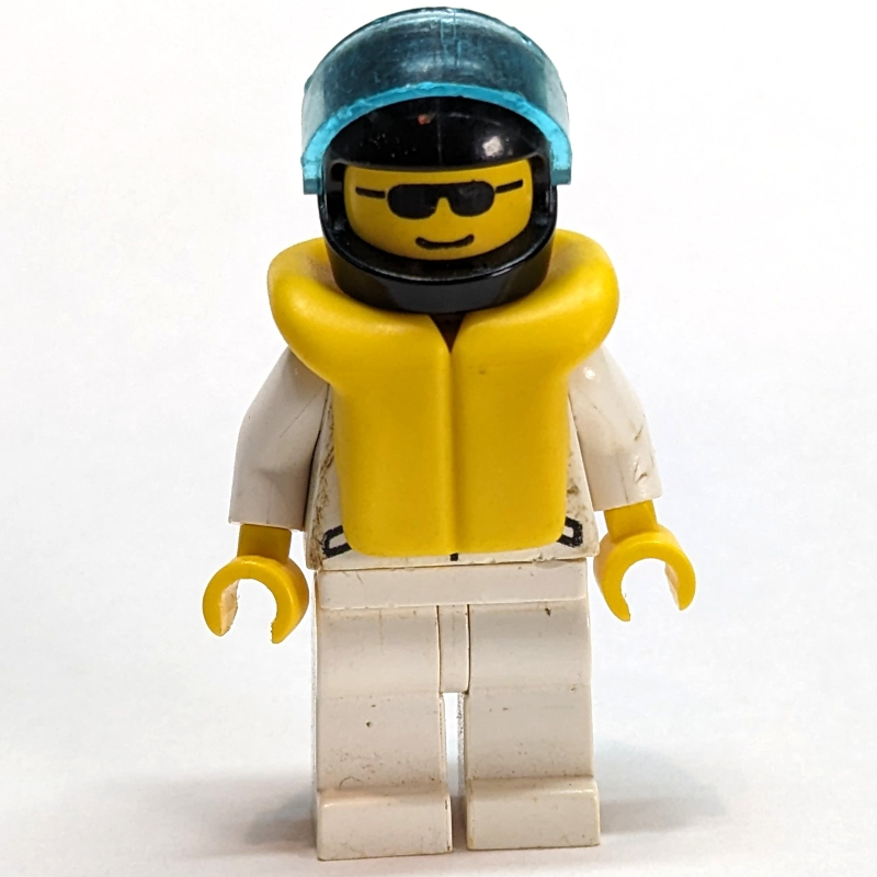 LEGO Racer, White Jacket with 2 Stars, Black Helmet with Visor, Sunglasses (fig-000363)