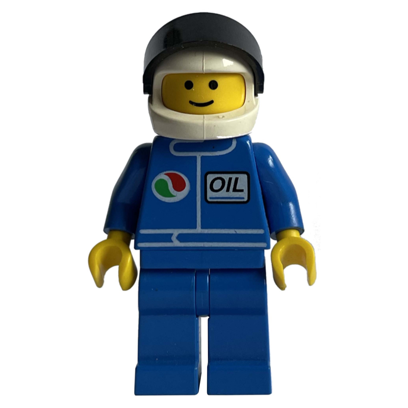 LEGO Racer, Blue Jacket with Octan Logo, Blue Legs, White Helmet with Visor (fig-000396)