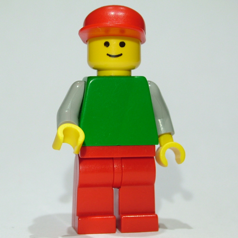 LEGO Man - Green Torso, Red Legs, Red Cap (fig-000403)