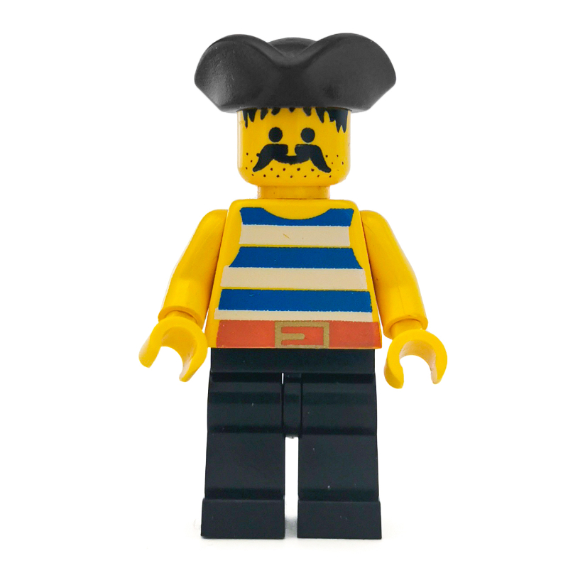 LEGO Pirate - Blue Stripes, Black Legs, Black Tricorne (fig-000404)