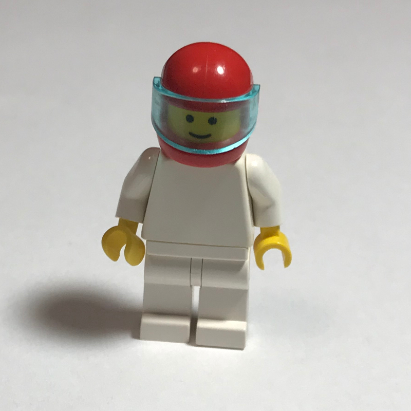 LEGO Man, Plain White, Red Helmet with Visor (fig-000433)