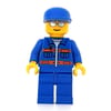 Worker, Blue Jacket with Orange Stripes, Blue Legs, Blue Cap, Silver Sunglasses