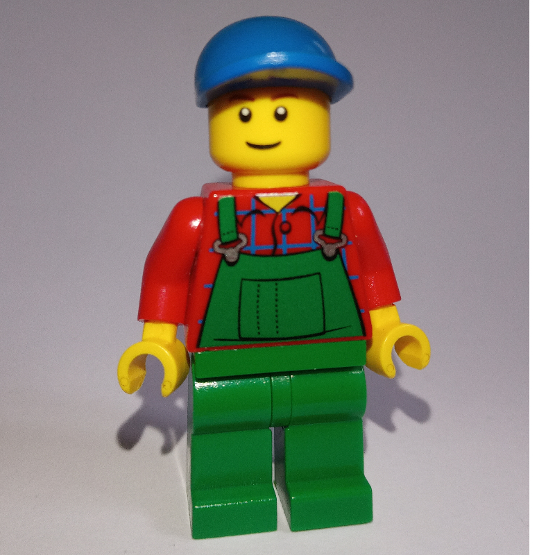 LEGO Man, Green Overalls over Red Shirt, Blue Cap (fig-000435)