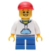 Boy, White and Blue Hoodie, Short Blue Legs, Red Cap