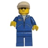 Man, Blue Jacket with Zipper, Blue Legs, White Cap, Sunglasses