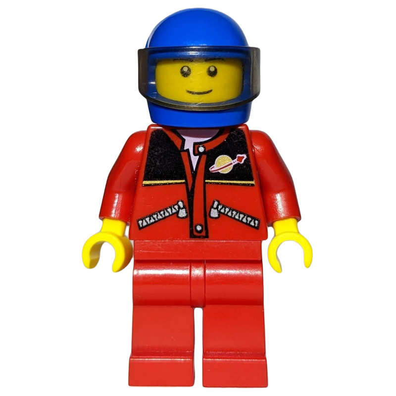 LEGO Racer, Red Jacket with Classic Space Logo, Blue Helmet with Visor (fig-000458)
