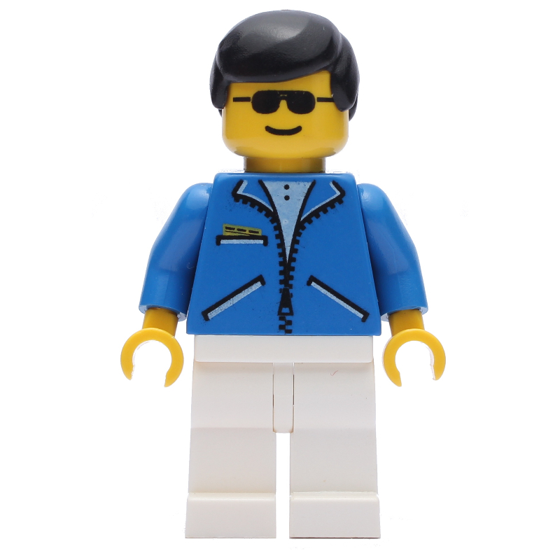 LEGO Blue Jacket, White Legs, Black Hair (fig-000467)