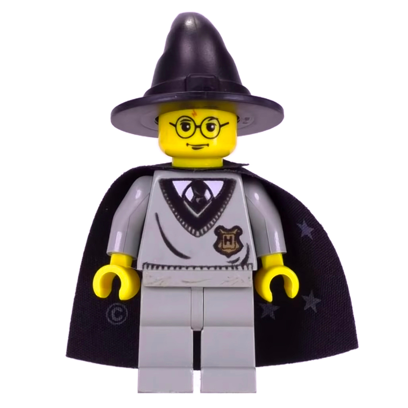 LEGO Harry Potter, Yellow Skin, Hogwarts Sweater with Crest, Black Hat, Cape with Stars (fig-000471)
