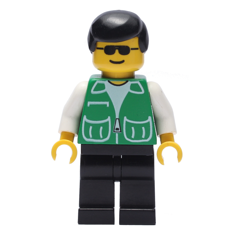 LEGO Man, Green Jacket, Black Legs, Black Cap (fig-000476)