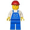 Man, Blue Overalls, Red Hard Hat