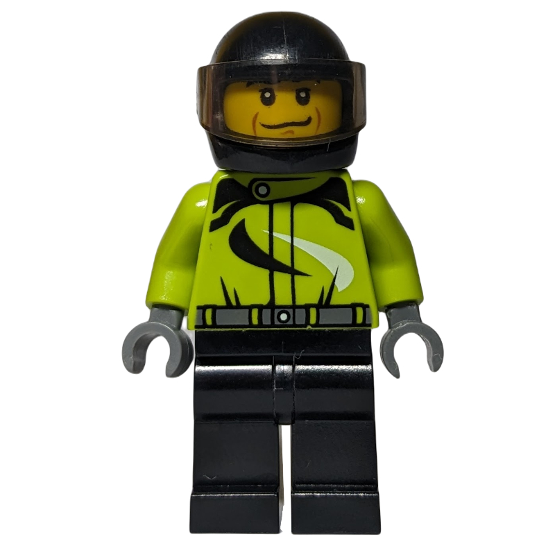 LEGO Racer, Lime and Black Jumpsuit, Black Helmet with Visor (fig-000481)