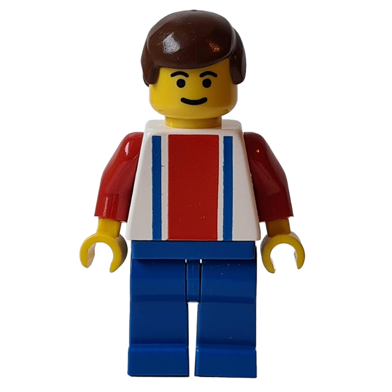 LEGO Soccer Player White Torso with Blue/Red Stripes, Blue Legs #11 (fig-000488)