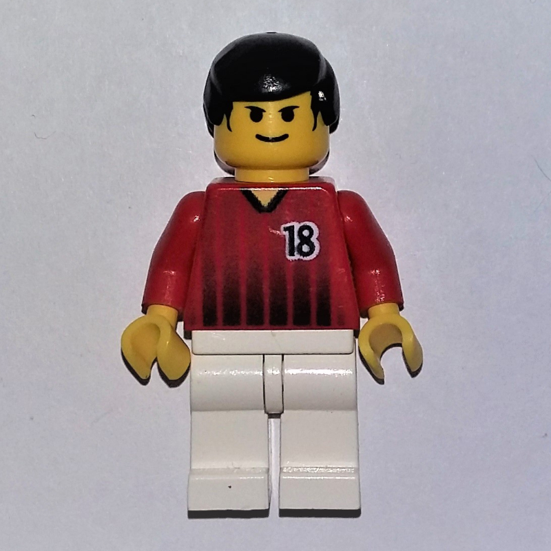LEGO Soccer Player Red Torso, White Legs, #18 (fig-000490)