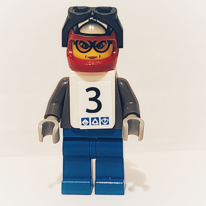 LEGO Snowboarder, Dark Gray, Red Helmet, White Vest (fig-000496)