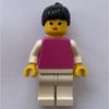 Woman, Medium Dark Pink Torso, White Legs, Black Hair
