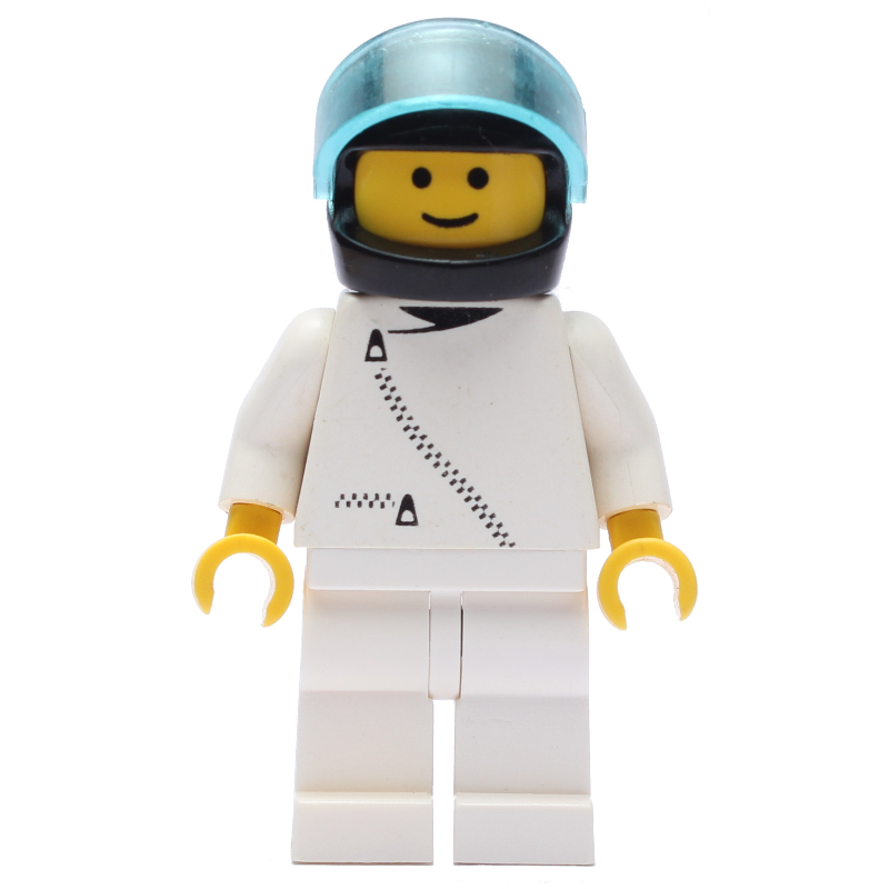 LEGO Racer, White Jacket with Zipper, Black Helmet with Visor (fig-000514)