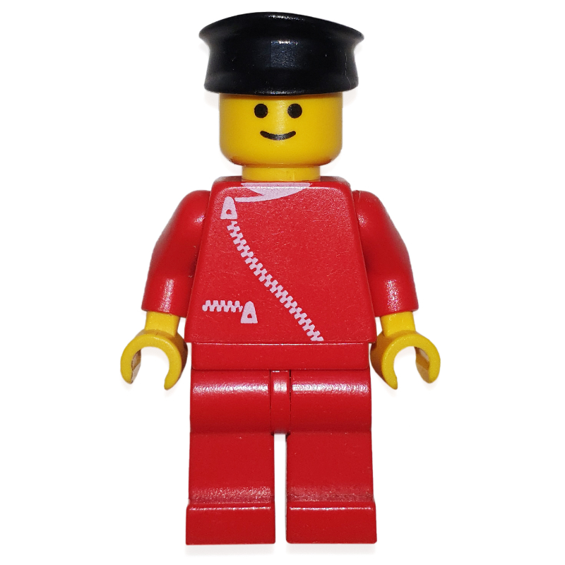 LEGO Man, Red Jacket with Zipper, Red Legs, Black Hat (fig-000531)