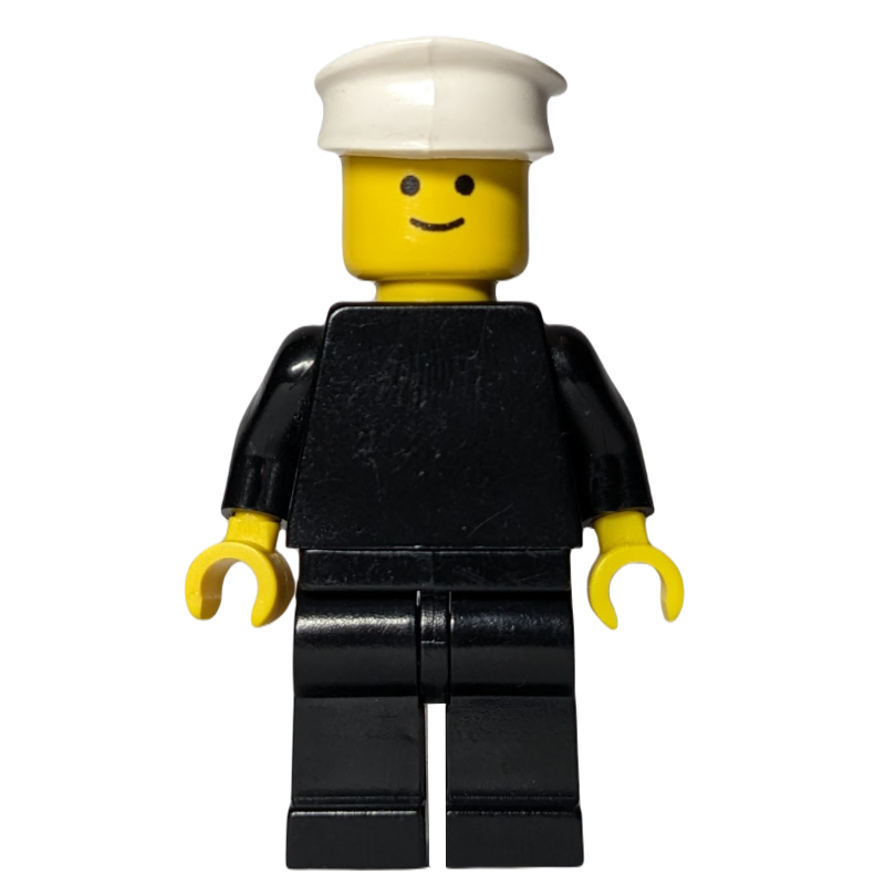 LEGO Black Torso, Black Legs, White Hat (fig-000534)