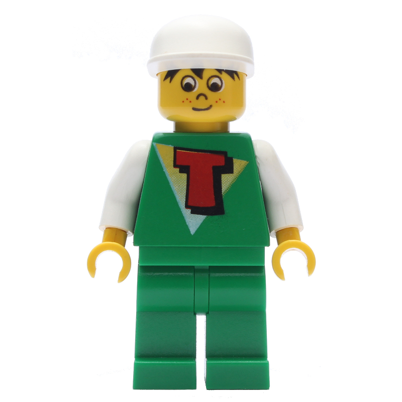 LEGO Green Torso with T, Green Legs, White Cap (fig-000544)