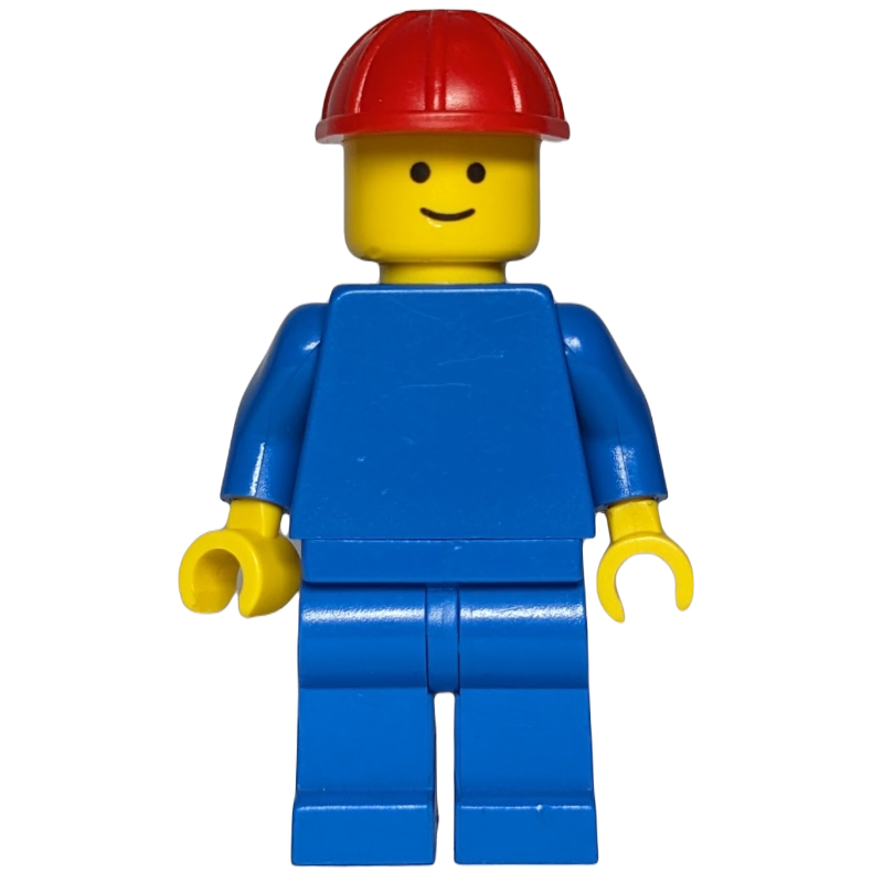 LEGO Man, Plain Blue, Red Hard Hat (fig-000577)