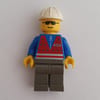 Train Worker - Red Vest, Dark Gray Legs, White Helmet, Sunglasses