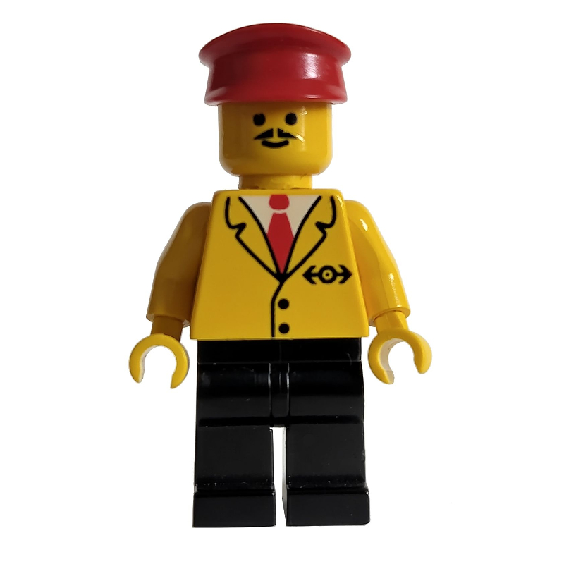 LEGO Conductor - Yellow Jacket, Black legs, Red Hat (fig-000582)