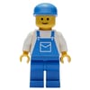 Man - White Torso, Blue Overall, Blue Cap - 3626b Head