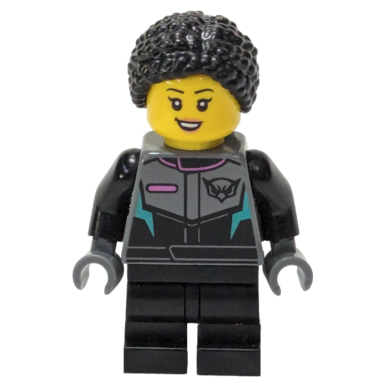 LEGO Race Driver, Black Racing Suit, Black Hair (fig-000623)