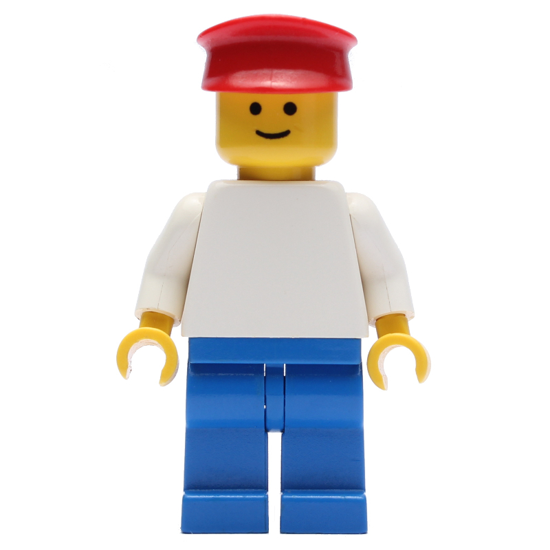 LEGO Man, White Torso, Blue Legs, Red Hat (fig-000641)