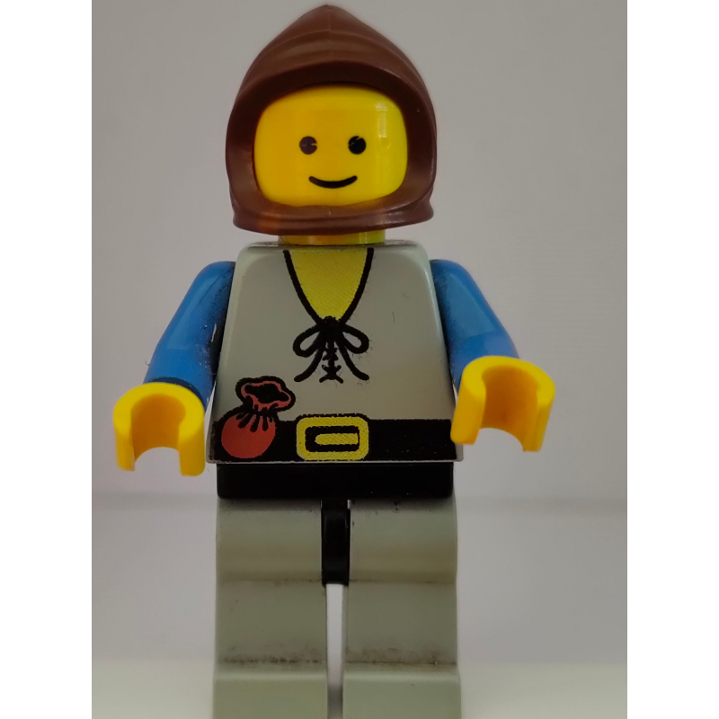 LEGO Peasant - Light Gray Legs, Brown Hood (fig-000644)
