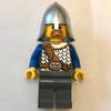 Knight - Blue Torso, Dark Bluish Grey legs, Metallic Silver Helmet