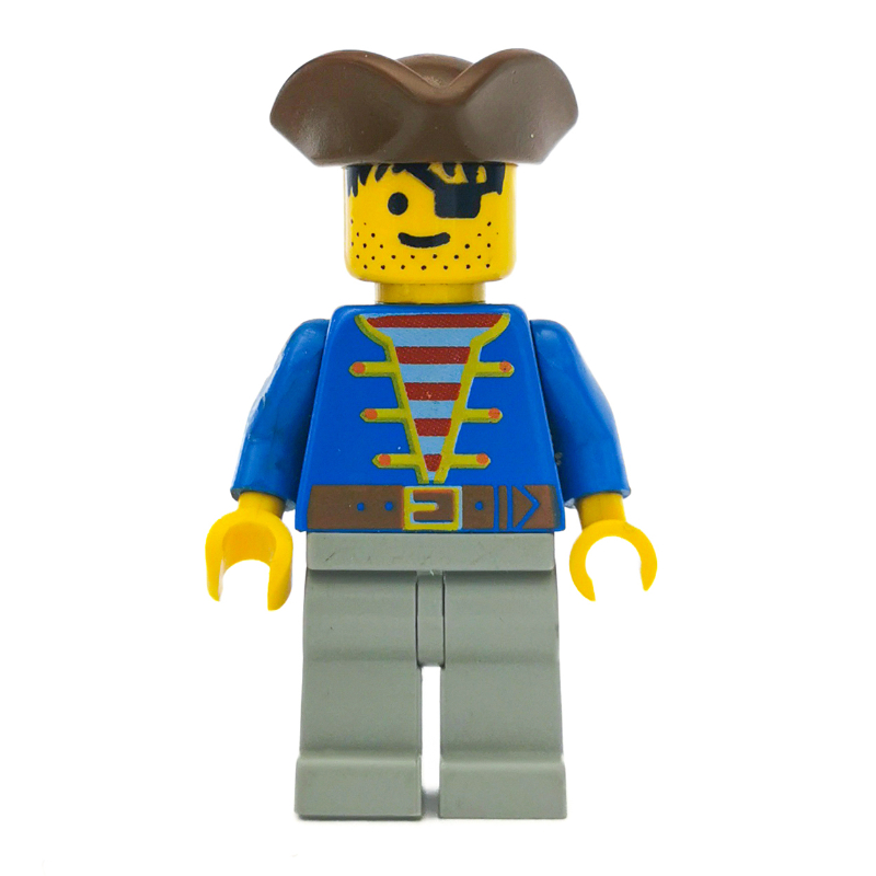 LEGO Pirate - Blue Jacket, Light Gray Legs, Brown Tricorne (3626b Head) (fig-000662)