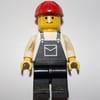 Man, Black Overalls, Red Hard Hat (3626a Head)