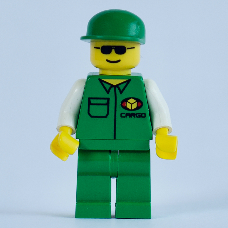 LEGO Cargo Worker, Green Jacket with Pocket, Green Cap, Sunglasses (fig-000676)