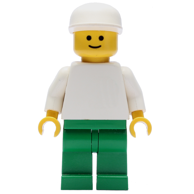 LEGO Man, White Torso, Green Legs, White Cap (fig-000681)