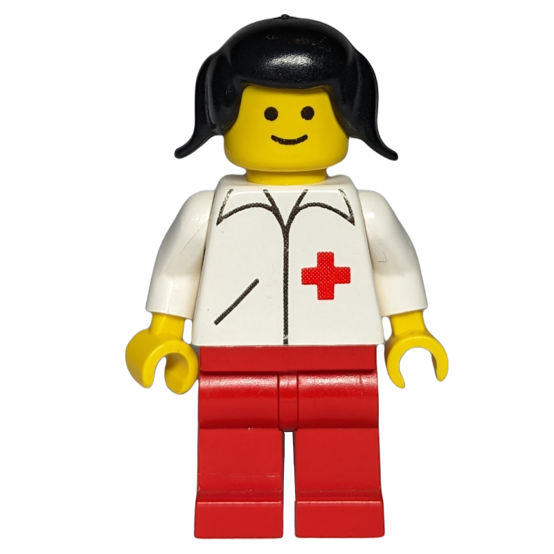 LEGO Doctor, Woman, White Jacket with Red Cross, Black Hair (fig-000717)