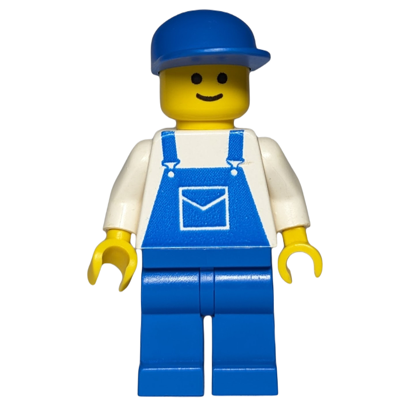 LEGO Man, Blue Overalls, Blue Cap - 3626a Head (fig-000720)