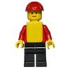 Man, Plain Red Torso, Black Legs, Red Hard Hat, Yellow Vest