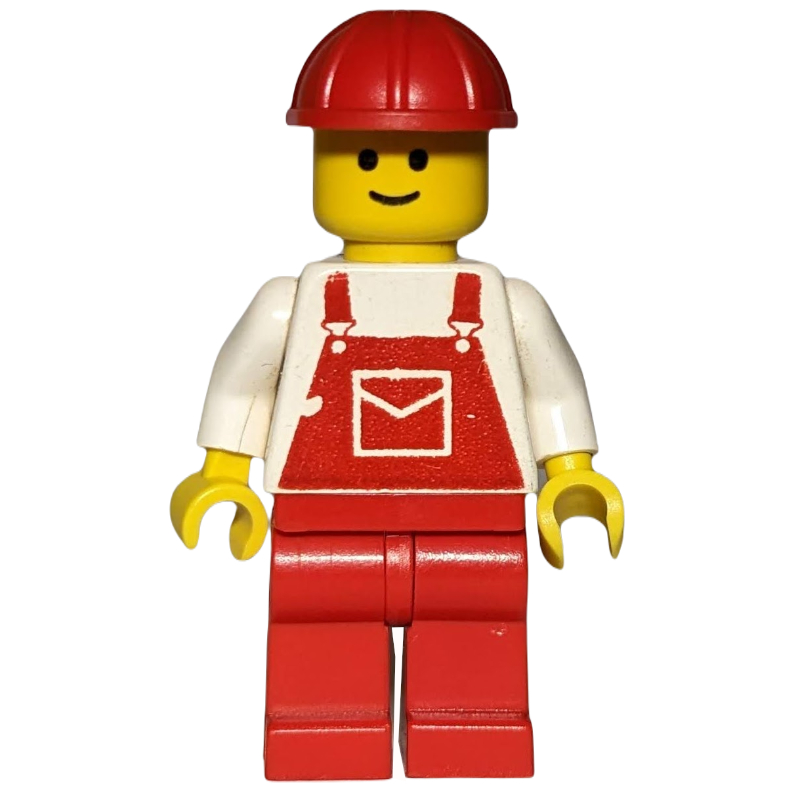 LEGO Man, Red Overalls, Red Hard Hat (3626b Head) (fig-000724)