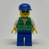Man, Green Jacket, Blue Legs, Blue Cap, Blue Sunglasses